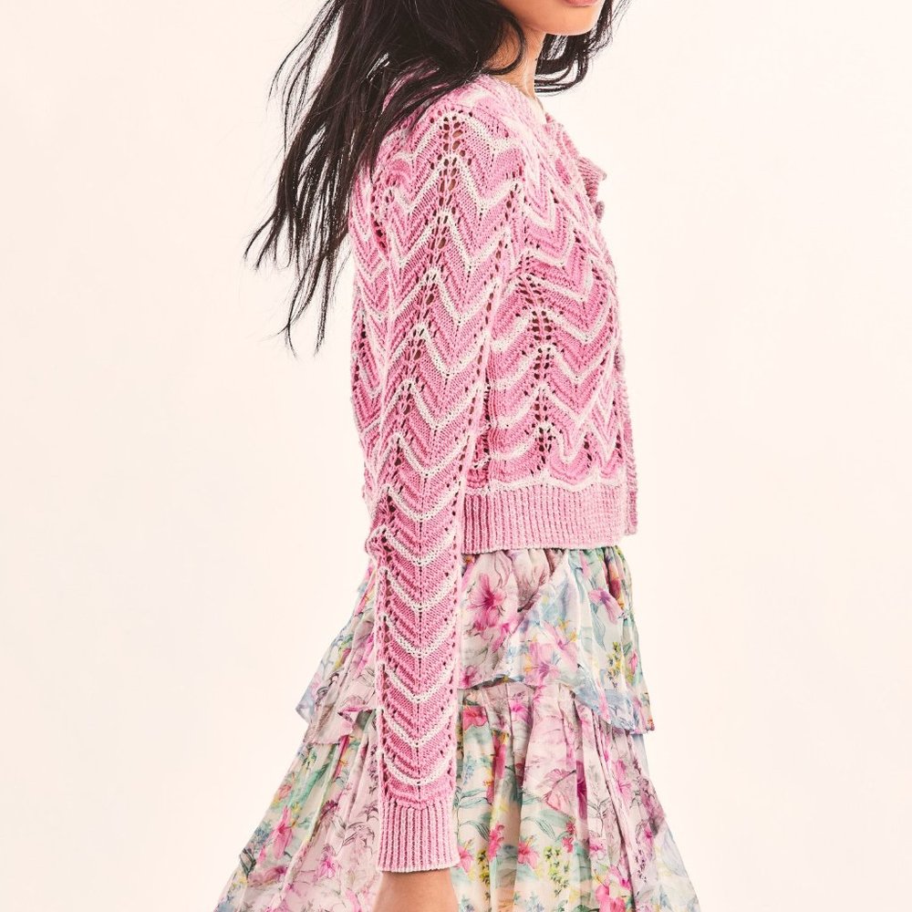 LOVESHACKFANCY Tropical Sunrise Mini Skirt ruffled size S NWT